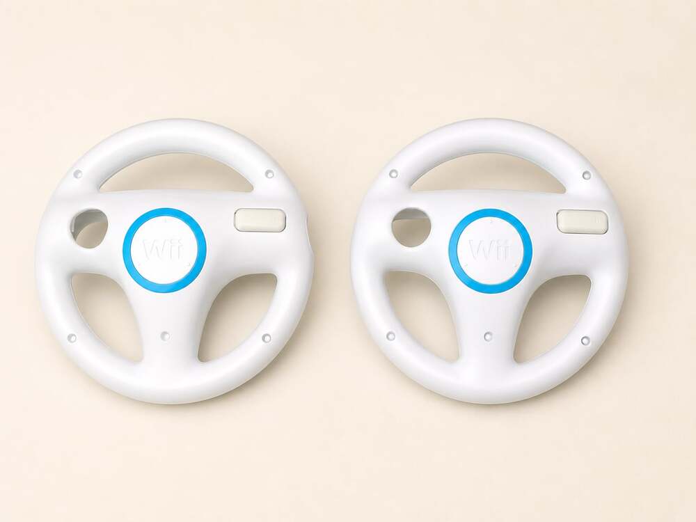 Nintendo Wii Steering Wheel Controller Bundle Mario Kart White x2